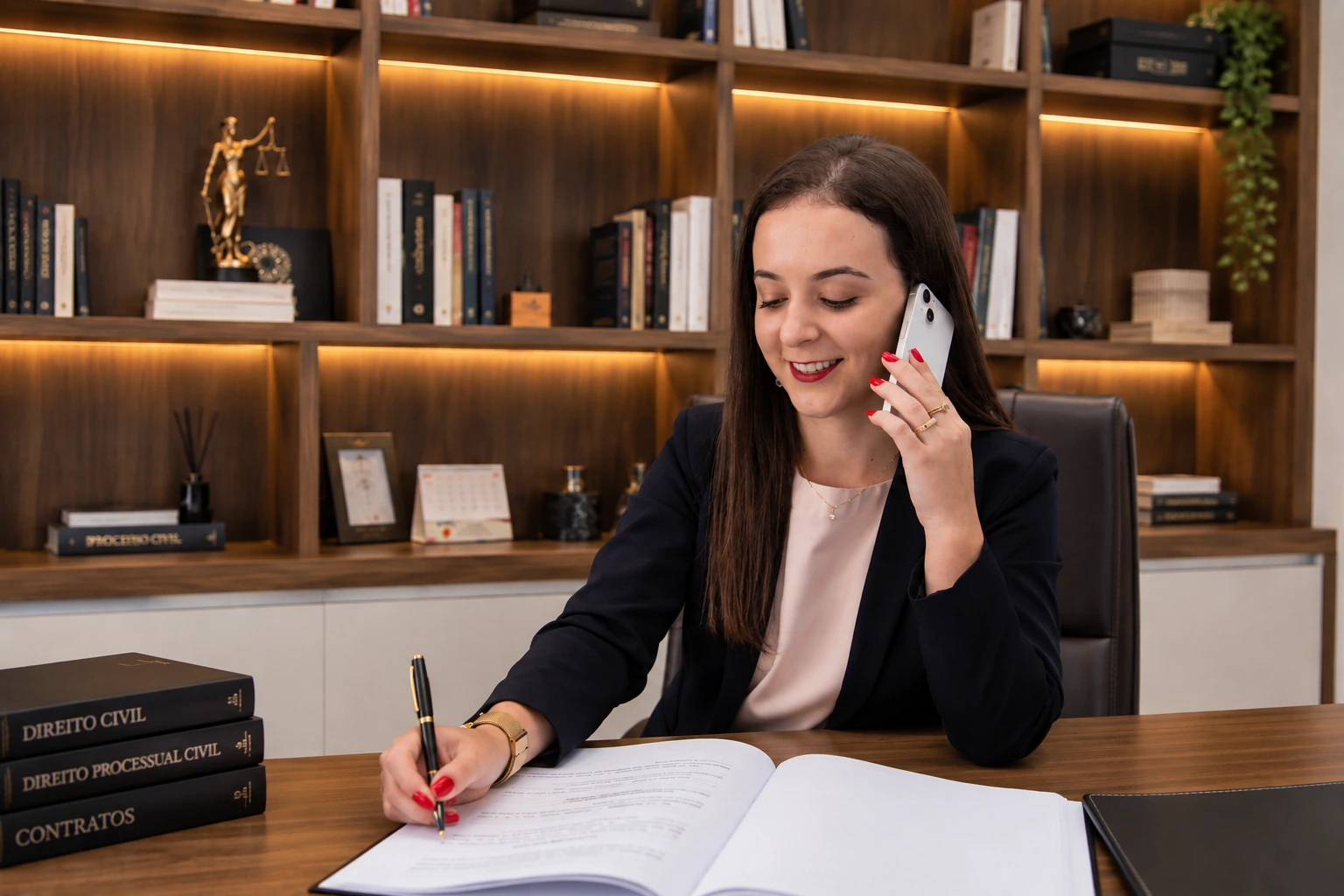 Erika Januário em atendimento no escritório